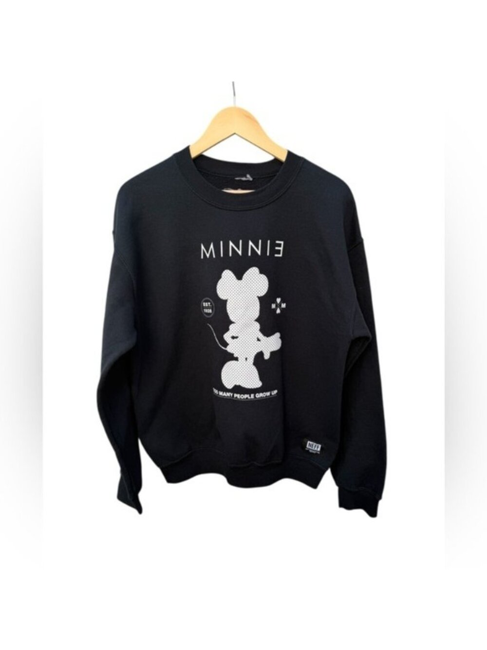 Neff Minnie Mouse Sweater Womens Medium Black Like New Disney Graphic Crewneck